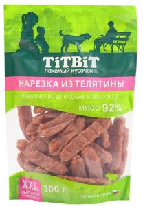 TiTBiT нарезка из телятины для собак всех пород, выгодная упаковка XXL (300 г)