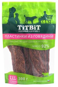 TiTBiT пластинки из говядины для собак всех пород, выгодная упаковка XXL (300 г)