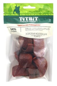 TiTBiT золотая коллекция Чипсы из говядины для собак (60 г)
