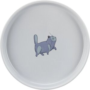 Trixie миска для кошек плоская и широкая, керамика, 0.6 l/ 23 см, серый (797 г)