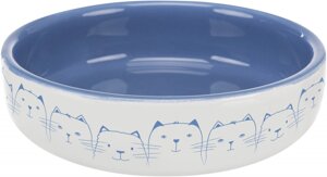 Trixie миска для кошки Hello my little cat, плоская, голубая / белая (280 г)