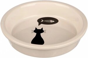 Trixie миска керамическая "Кошка" 0,25 л/ф 13 см, белая (182 г)