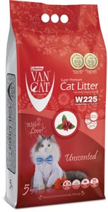 Van Cat комкующийся наполнитель "100% натуральный", без пыли, пакет (5 кг)