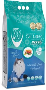 Van Cat комкующийся наполнитель без пыли с ароматом марсельского мыла, пакет (5 кг)