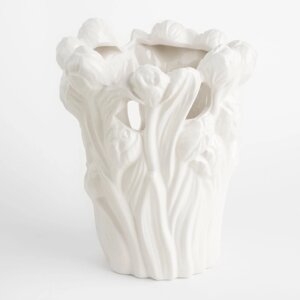 Ваза для цветов, 25 см, декоративная, керамика, белая, Тюльпаны, Tulip