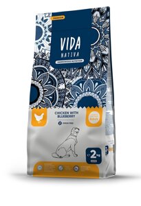 VIDA Nativa корм для взрослых собак средних и крупных пород с курицей и черникой (12 кг)