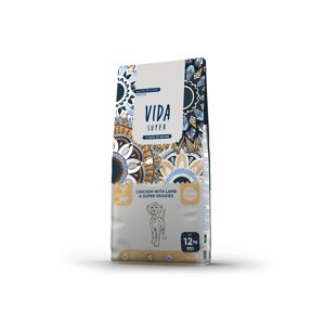 VIDA Super корм для щенков средних и крупных пород с курицей, ягненком и овощами (2 кг)