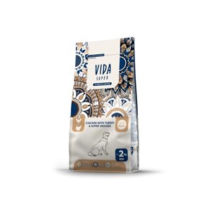 VIDA Super корм для взрослых собак средних и крупных пород с курицей, индейкой и овощами (2 кг)