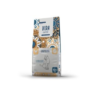 VIDA Super корм для взрослых стерилизованных кошек с курицей и овощами (10 кг)
