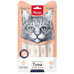 Wanpy лакомство для кошек «нежное пюре» из тунца и лосося (70 г)