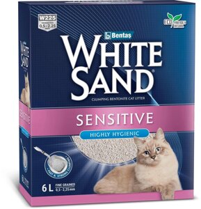 White Sand комкующийся наполнитель для чувствительных кошек, без запаха, коробка (5,1 кг)