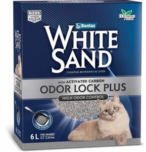 White Sand комкующийся наполнитель "С усиленной блокировкой запахов" с активированным углем, без запаха, коробка (8,5 кг)