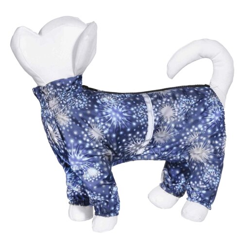 Yami-Yami одежда дождевик для собак с рисунком "Огни" синий для малых пород (1)