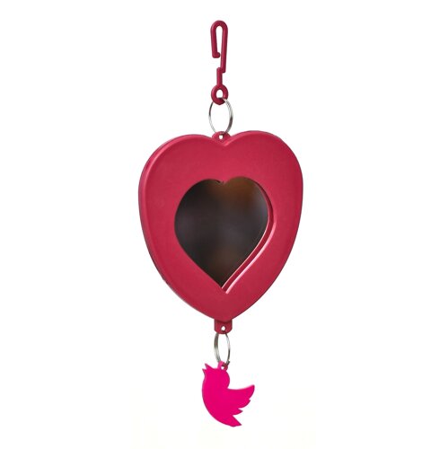 Yami-Yami зеркало для птиц "Сердце" с подвесом, рубиновое (рубин)