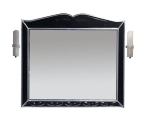 Зеркало Misty Анжелика 100 с подсветкой, черный/сусальное серебро