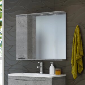 Зеркало-шкаф Misty Атлантик 80 L (серый камень)