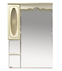 Зеркало-шкаф Misty Монако 80 L с подветкой, бежевая патина