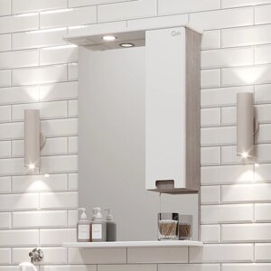 Зеркало-шкаф Onika Харпер 52.01 R с подсветкой, белый глянцевый/ мешковина