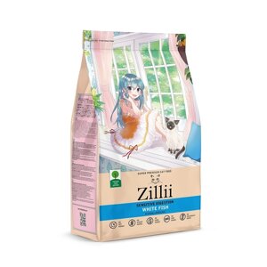 Zillii сухой корм для взрослых кошек с чувствительным пищеварением, белая рыба (10 кг)