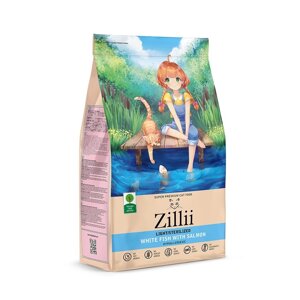 Zillii сухой корм для взрослых кошек с избыточным весом и стерилизованных Белая Рыба с Лососем (10 кг)