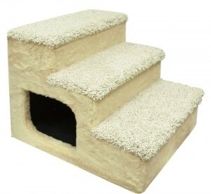 Зооник дом-ступеньки для собак мелких пород, мех+ковролин бежевый (8,5 кг)