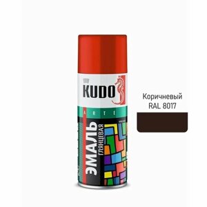 Аэрозольная краска эмаль KUDO универсальная коричневая RAL 8017, 520 мл (комплект из 3 шт)