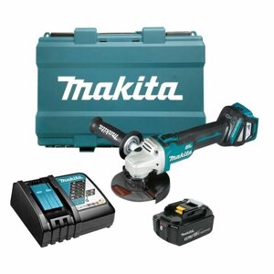 Аккумуляторная угловая шлифовальная машина Makita, 18В, 125 мм, 8500 об/мин, с АКБ 5 Ач и ЗУ, DGA511RT