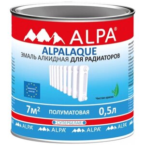 ALPA альпалак эмаль для радиаторов, белая, полуматовая (0,5л)