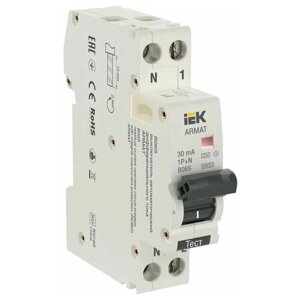 Автоматический выключатель дифференциального тока B06S 1P+NP C32 30мА тип A (18мм) IEK ARMAT