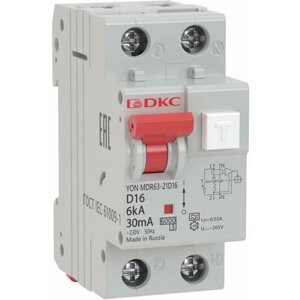 Автоматический выключатель Дифференциального тока DKC Yon 2P 16А 30мА тип-А 6 кА (комплект из 2 шт)