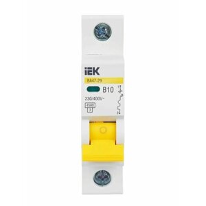 Автоматический выключатель IEK ВА47-29 1р 10А 4.5кА характеристика B MVA20-1-010-B - 2шт