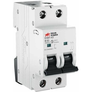 Автоматический выключатель Prompower ESM2-63/B40/2 (6kA), 40A, характеристика B, количество полюсов: 2P