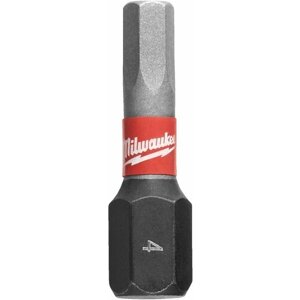 Бита ударная для шуруповерта milwaukee shockwave hex4 25mm (2шт)