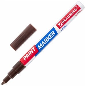 BRAUBERG Маркер-краска лаковый EXTRA (paint marker) 2 мм, коричневый, улучшенная нитро-основа, Brauberg, 151975, 12 шт.
