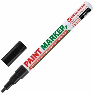 BRAUBERG Маркер-краска лаковый (paint marker) 2 мм, черный, без ксилола (без запаха), алюминий, brauberg professional, 150868, 12 шт.