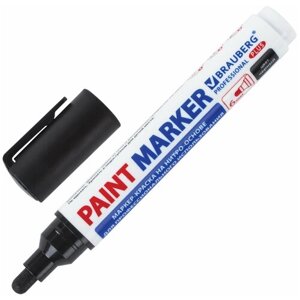 BRAUBERG Маркер-краска лаковый (paint marker) 6 мм, черный, нитро-основа, brauberg professional plus extra, 151451, 6 шт.