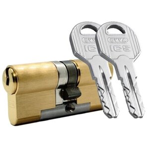 Цилиндр EVVA ICS ключ-ключ с функцией Vario (размер 76х51 мм) - Латунь (2+5 ключей)
