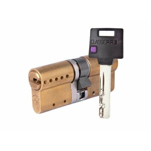 Цилиндр Mul-t-Lock Classic Pro ключ-ключ (размер 35х31 мм) - Латунь, Флажок (3 ключа)