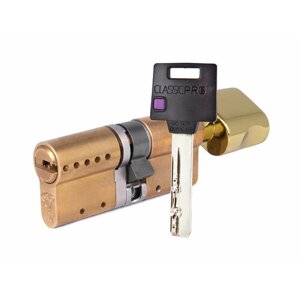 Цилиндр Mul-t-Lock Classic Pro ключ-вертушка (размер 31х35 мм) - Латунь, Флажок (5 ключей)