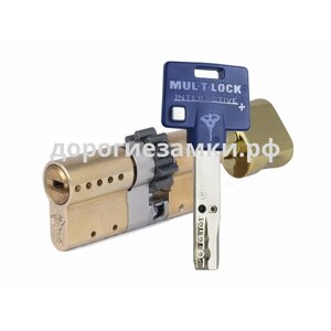 Цилиндр Mul-t-Lock Interactive+ ключ-вертушка (размер 35х55 мм) - Латунь, Шестеренка (3 ключа)