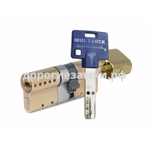 Цилиндр Mul-t-Lock Interactive+ ключ-вертушка (размер 40х60 мм) - Латунь, Флажок (5 ключей)