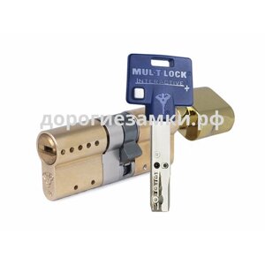 Цилиндр Mul-t-Lock Interactive+ ключ-вертушка (размер 48х48 мм) - Латунь, Флажок (5 ключей)