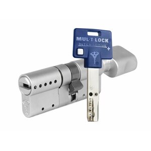 Цилиндр Mul-t-Lock Interactive+ ключ-вертушка (размер 55х45 мм) - Никель, Флажок (3 ключа)