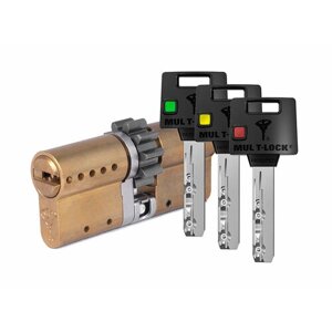 Цилиндр Mul-t-Lock MTL400 Светофор ключ-ключ (размер 50х50 мм) - Латунь, Шестеренка
