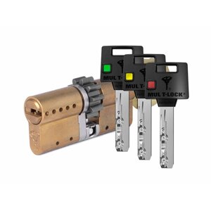 Цилиндр Mul-t-Lock MTL400 Светофор ключ-вертушка (размер 43х48 мм) - Латунь, Шестеренка
