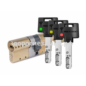 Цилиндр Mul-t-Lock MTL600 Светофор ключ-вертушка (размер 65х60 мм) - Латунь, Флажок