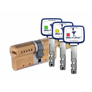 Цилиндр Mul-t-Lock MTL800 Светофор ключ-вертушка (размер 31х31 мм) - Латунь, Флажок