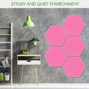 Декоративные настенные войлочные звукоизоляционные панели, шестиугольные акустические панели, Цвет: розовый, 7шт.