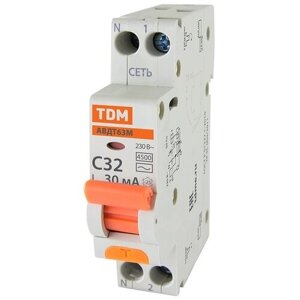 Дифференциальный автомат TDM electric авдт 63м 2п 30 ма C 4.5 ка AC 32 а 30 ма