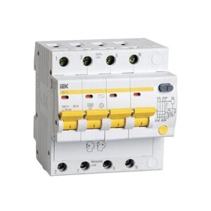 Дифференциальный автоматический выключатель АД14 4 полюса, 32А, Тип AC, х-ка C, 100мА. MAD10-4-032-C-100 IEK (4шт.)
